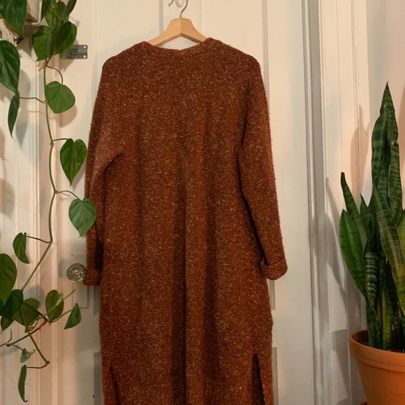 Longline Rust Open Cardigan - Picture 5 of 6